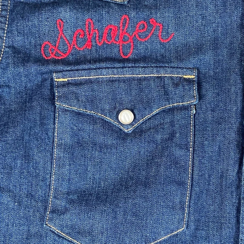 Levis Barstow Western Shirt Mens L Blue Denim SF 49ers Niner Gang Pearl Snap